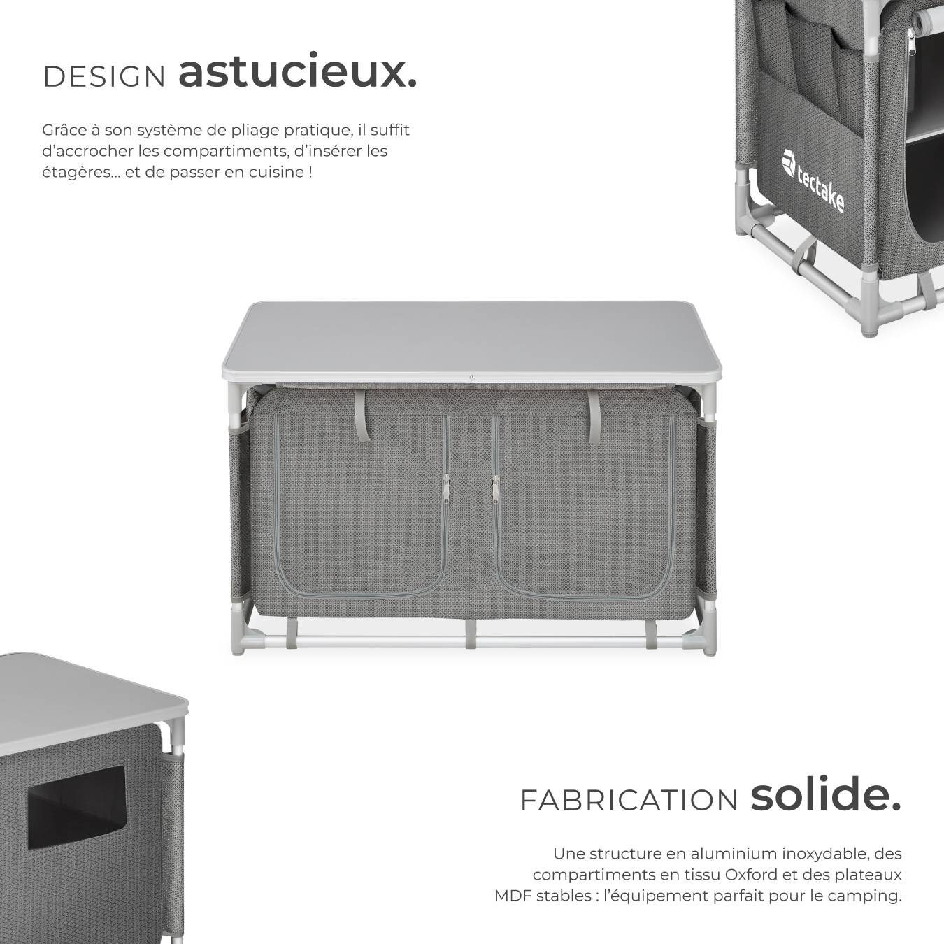 Cuisine Camping Pliable TecTake - Meuble Rangement Aluminium Avec Plan De Travail Et Sac Transport