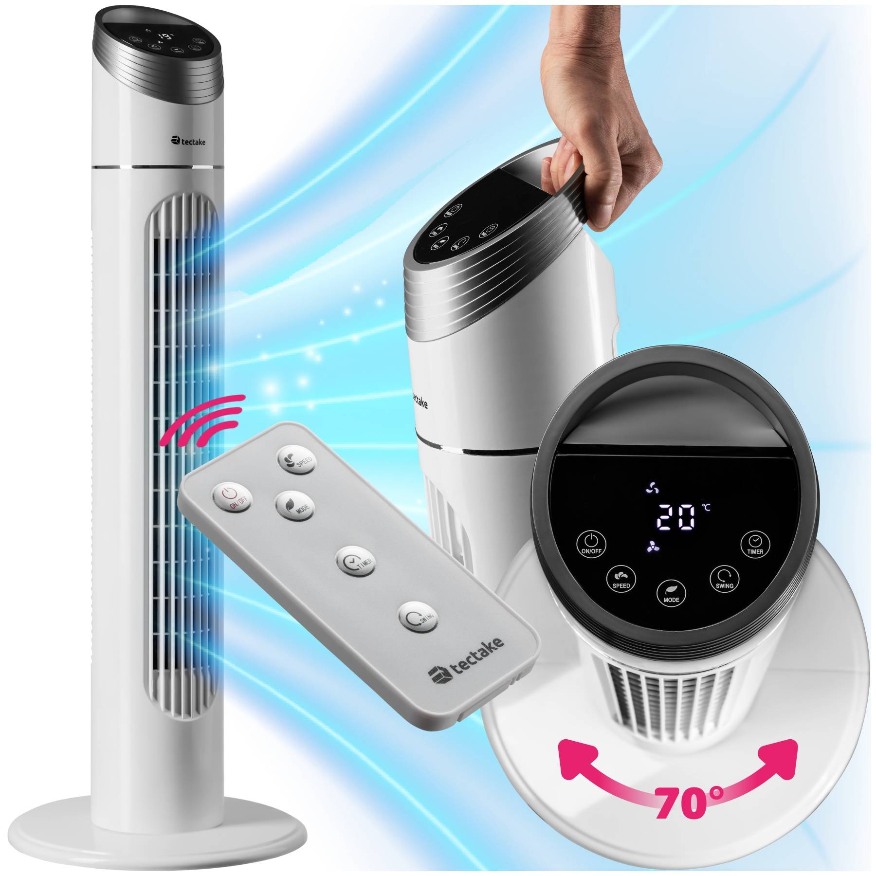 Ventilateur colonne, avec Oscillation réglable et fonction minuterie, 3 — free download