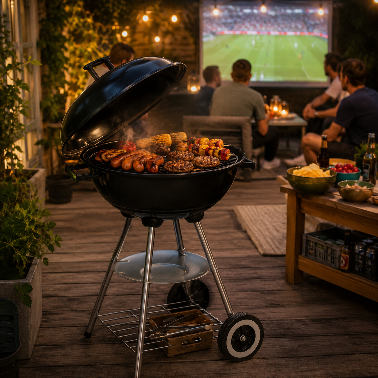 Barbecueplek op een zomers terras