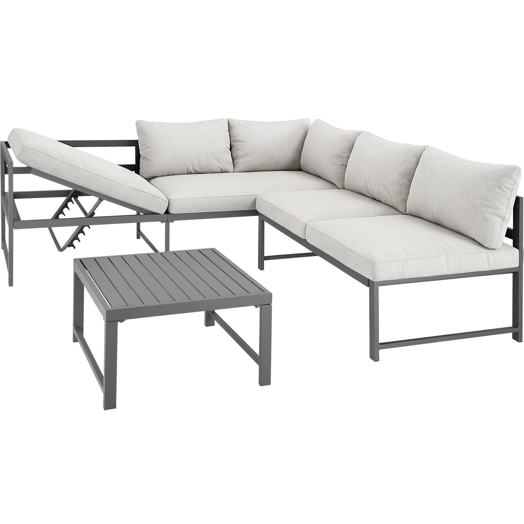 Aluminium zitgroep Faro met tafel en verstelbare rugleuning