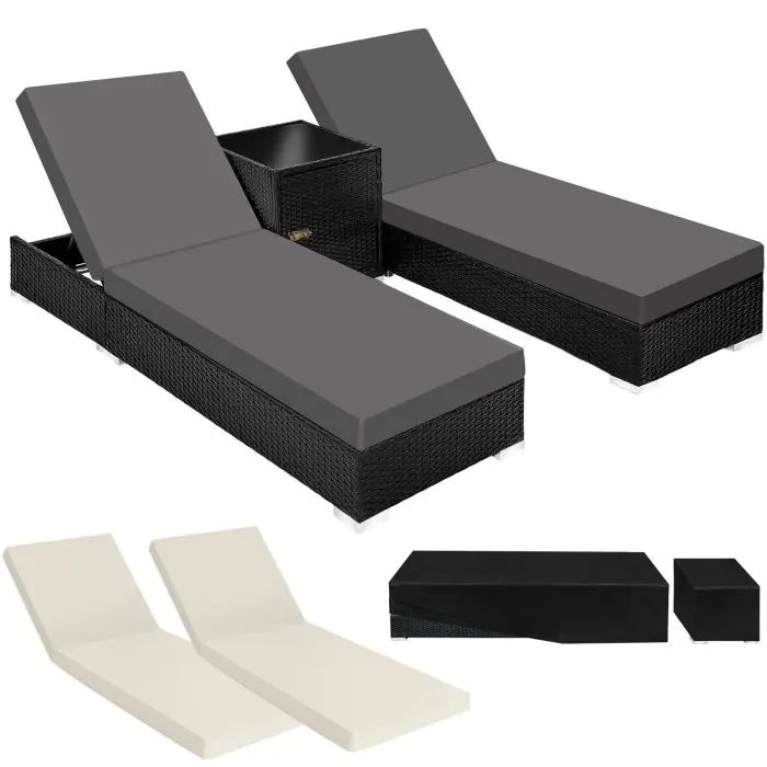 Set van 2 aluminium rotan ligstoelen Nautica