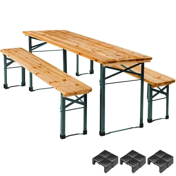 Ensemble table et bancs de brasserie SISSI