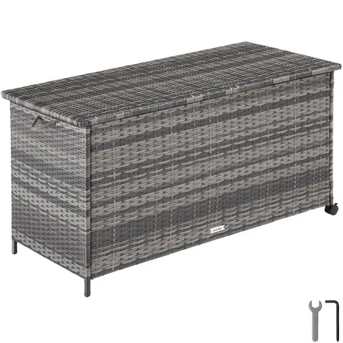 Opbergbox tuin met aluminium frame – 253 l – waterdicht & op wieltjes Kuusamo