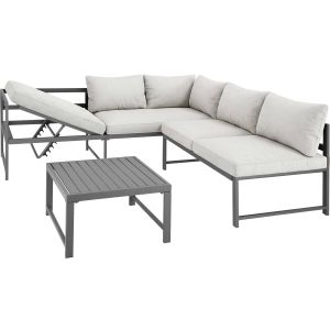 Ensemble de salon en aluminium Faro avec table et dossier r&eacute;glable