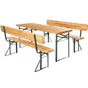 Ensemble table et bancs avec dossiers FRANZ II 3 pi&egrave;ces pliables