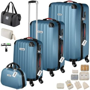 Ensemble de valises &agrave; coque rigide Cleo avec serrure TSA et p&egrave;se-bagages
