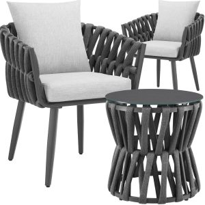 Set Lugano in touwdesign, aluminium frame, schroefpoten