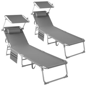 Set van 2 ligbedden Chlo&eacute; 4 niveaus met hoofdkussen