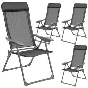 4 chaises de jardin pliantes en aluminium avec appui-t&ecirc;te
