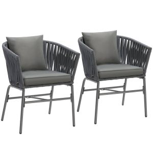 Stoelset Valeiras in rope-design, dikke kussens, 60x61x77cm
