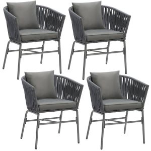 Stoelset Valeiras in rope-design, dikke kussens, 60x61x77cm