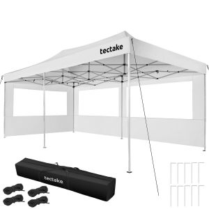 Pavillon pliable Viola 3 x 6 m, aluminium, 3 parois lat&eacute;rales