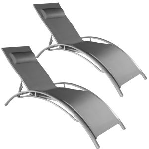 2 aluminium ligstoelen, 5-traps