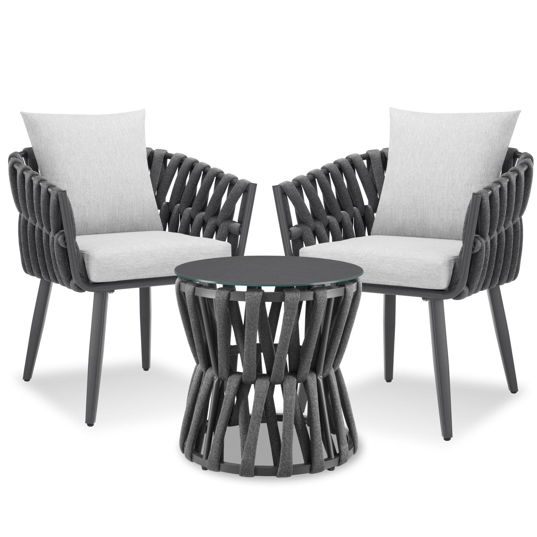 Set Lugano in touwdesign, aluminium frame, schroefpoten